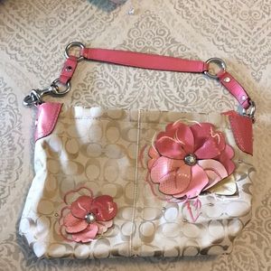 Pink Flowered Signature Coach Purse